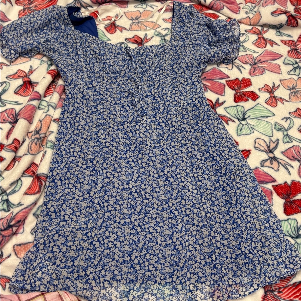 B Darlin Royal Blue Dress with White Floral Accents